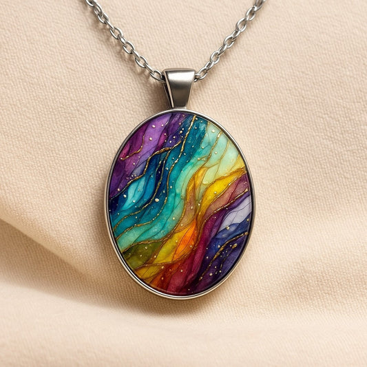 Collier rond en pierres colorées