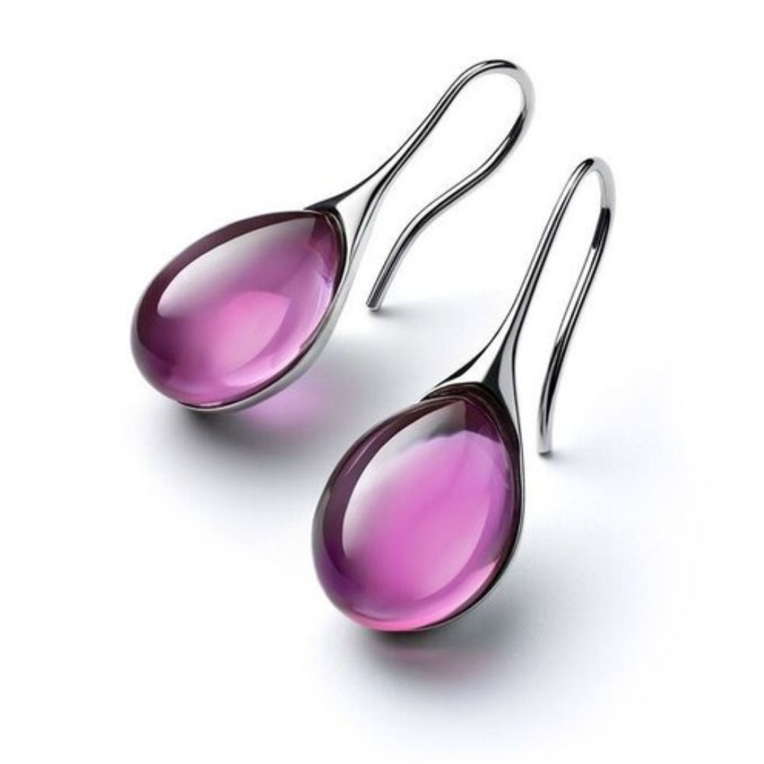 Boucles d'oreilles pendantes en cristal doré et argenté