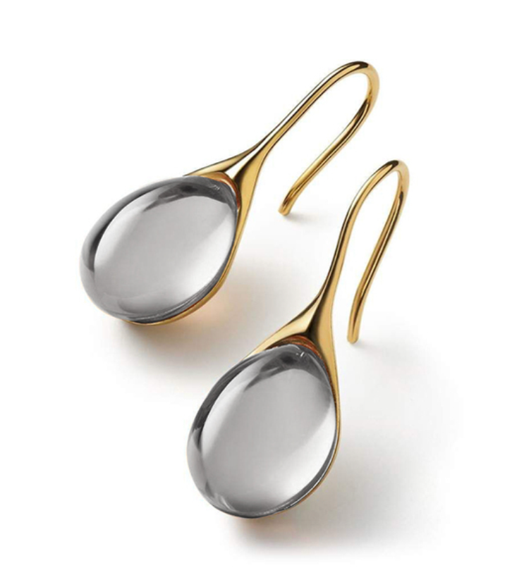 Boucles d'oreilles pendantes en cristal doré et argenté