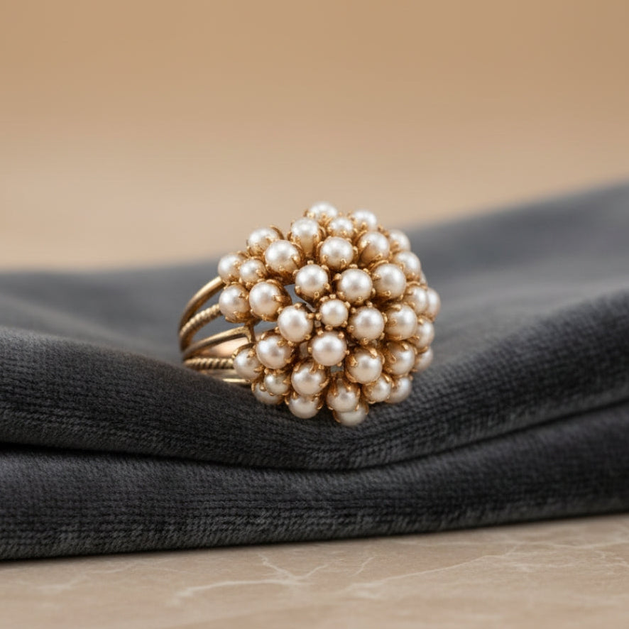 Bague à perles incrustées