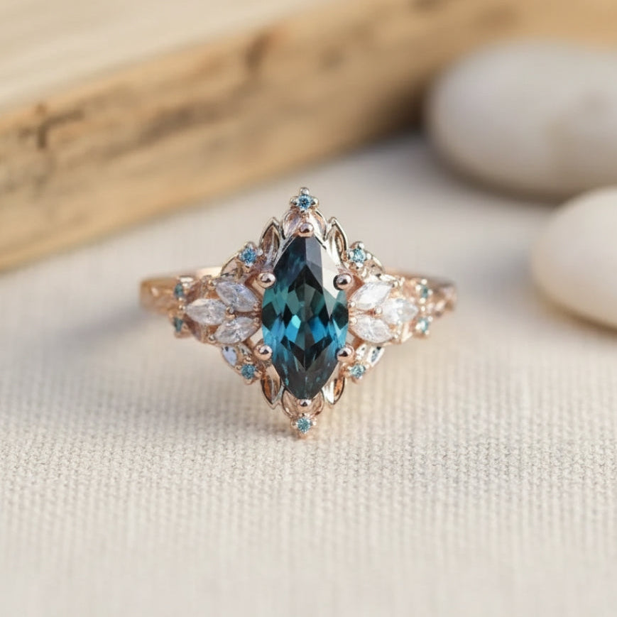 Bague exotique bleu cristallin