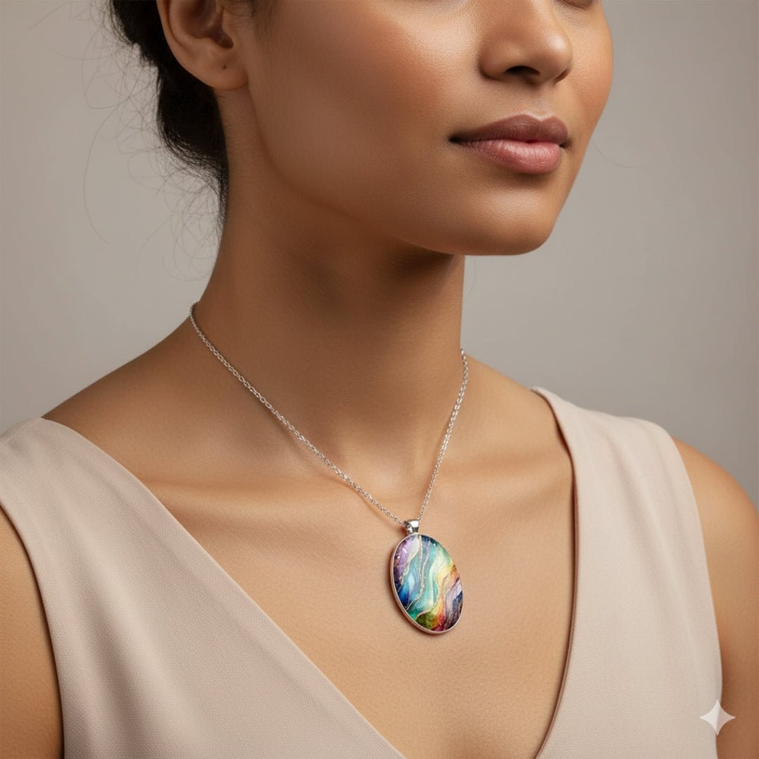 Collier rond en pierres colorées