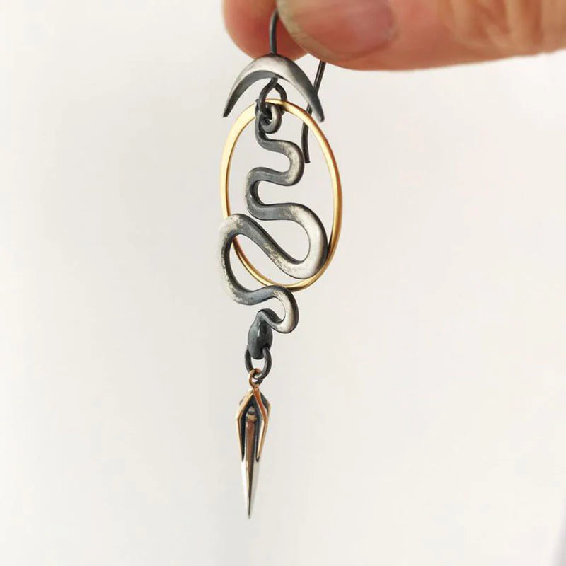 Boucles d'oreilles irrégulières en spirale géométrique en serpentine