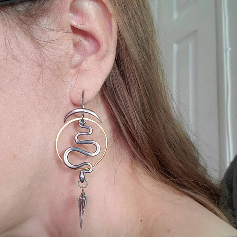 Boucles d'oreilles irrégulières en spirale géométrique en serpentine
