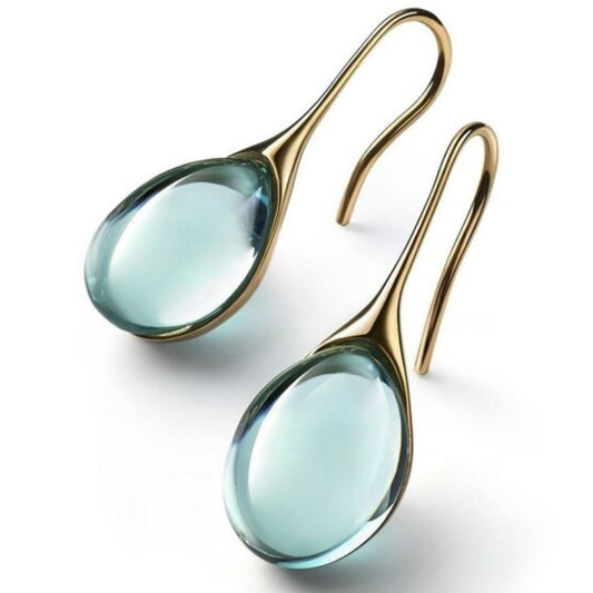 Boucles d'oreilles pendantes en cristal doré et argenté
