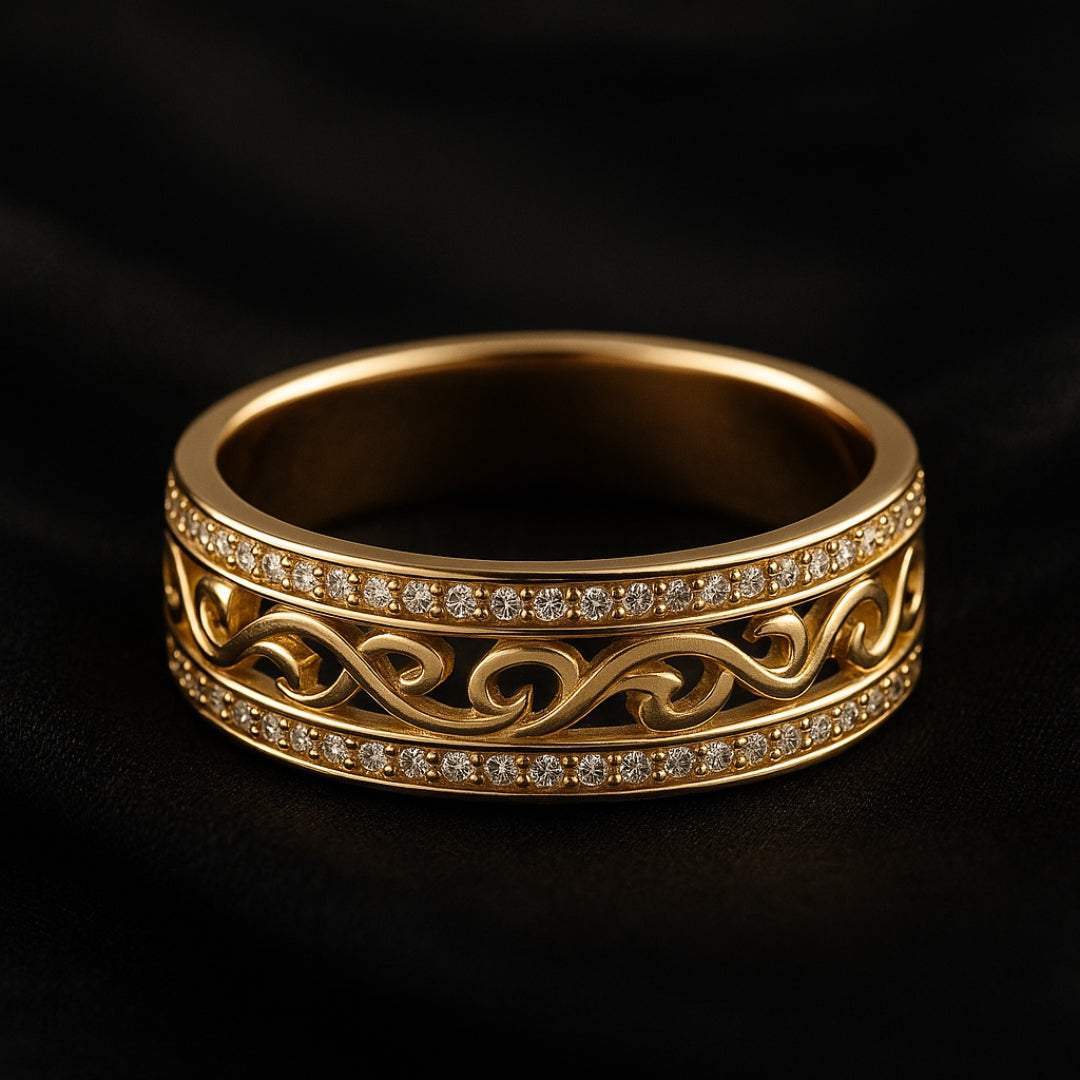 Bague en or jaune creuse et brillante