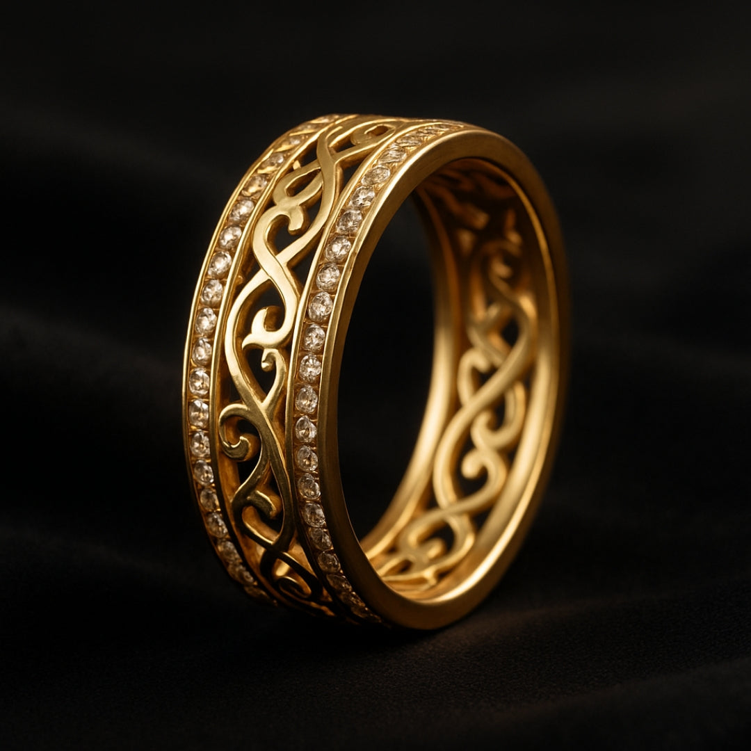 Bague en or jaune creuse et brillante