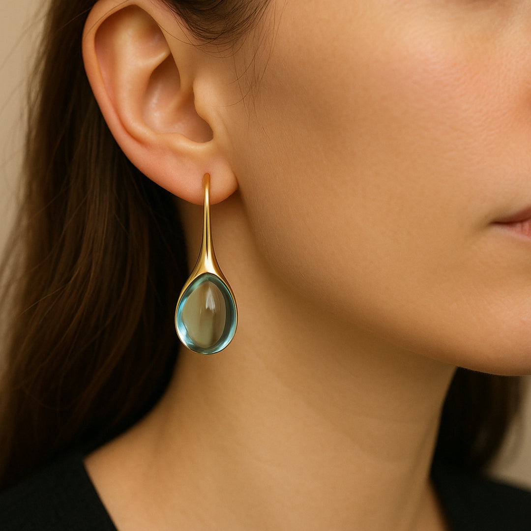 Boucles d'oreilles pendantes en cristal doré et argenté