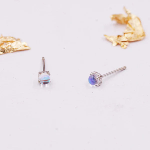 Boucles d'oreilles à clous en argent sterling avec sirène et cristal, mini