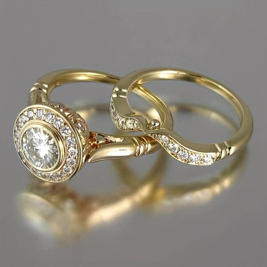 Lot de bagues vintage en or et zircon cubique
