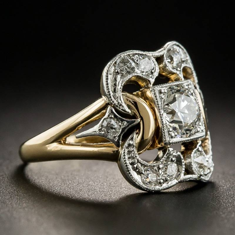 Bague vintage en zircone cubique dorée