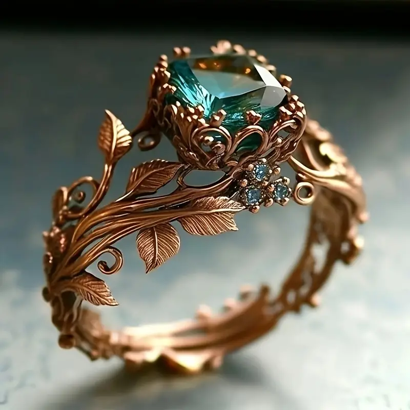 Bague en cristal vert naturel