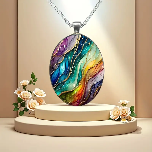 Collier rond en pierres colorées