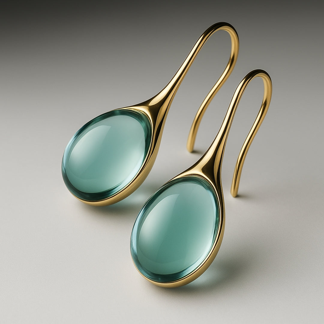 Boucles d'oreilles pendantes en cristal doré et argenté