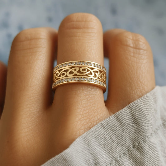 Bague en or jaune creuse et brillante