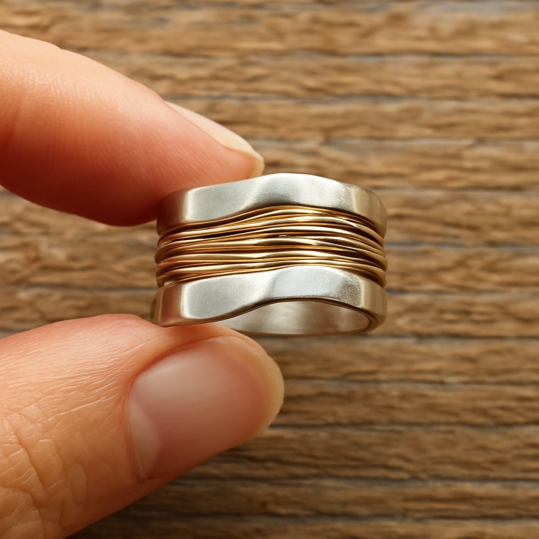 Bague à fils d'argent et d'or
